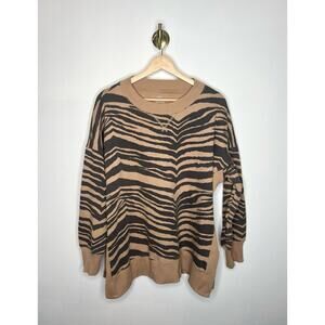 Aerie Tan Brown Zebra Print Crewneck Pullover